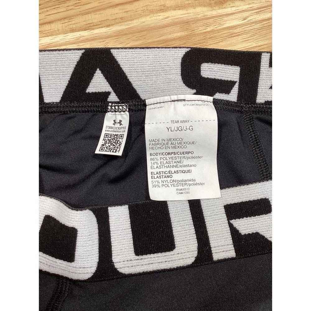 Girls Under Armour Heatgear Shorty Compression Shorts Large YL Black/white - Picture 5 of 5